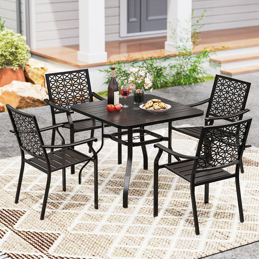 37 Inch Square Patio Dining Table with Umbrella Pole Hole, Black Patio Dining Tables Black at Gallery Canada