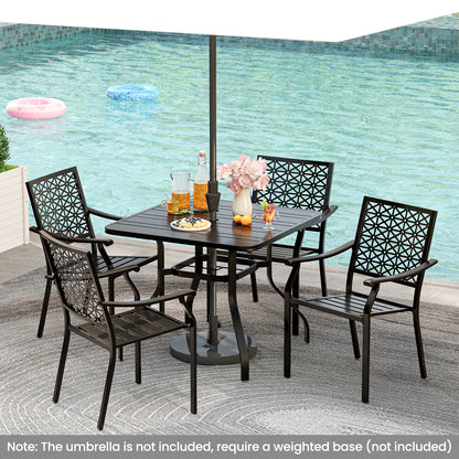 37 Inch Square Patio Dining Table with Umbrella Pole Hole, Black Patio Dining Tables at Gallery Canada