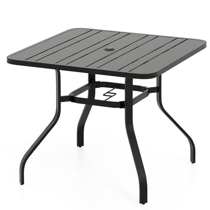 37 Inch Square Patio Dining Table with Umbrella Pole Hole, Black Patio Dining Tables at Gallery Canada