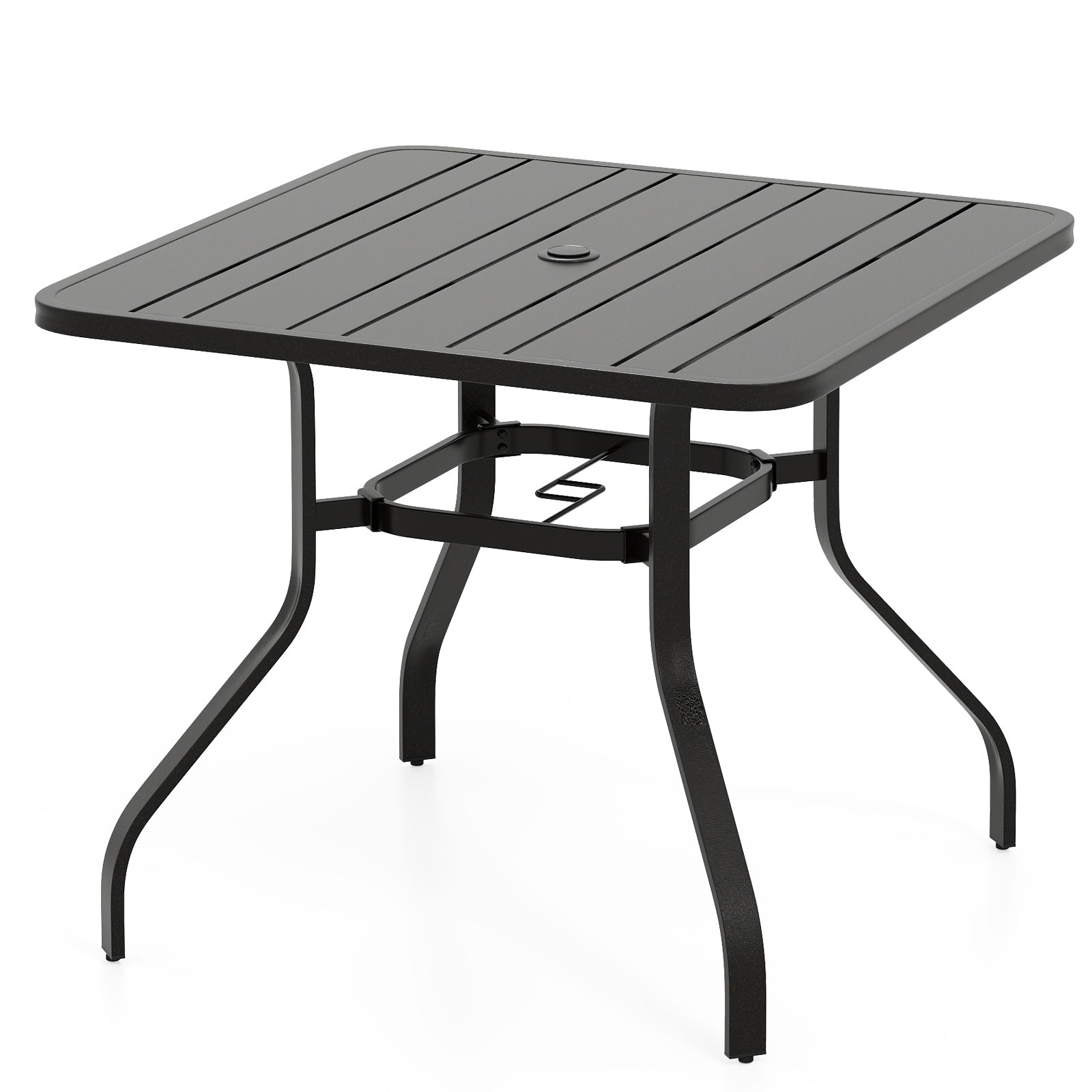 37 Inch Square Patio Dining Table, Umbrella Hole, Black Patio Dining Tables at Gallery Canada