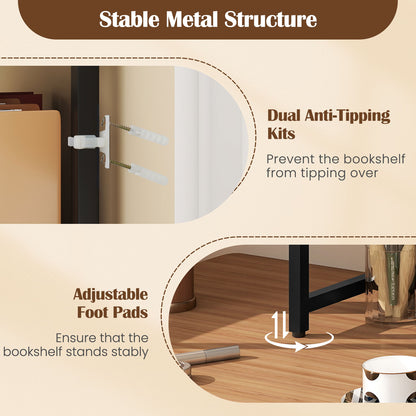 Multipurpose 2-Tier Desktop Bookshelf with Pegboard for up to 32 Inch Computer Monitor, Rustic Brown Bookcases at Gallery Canada