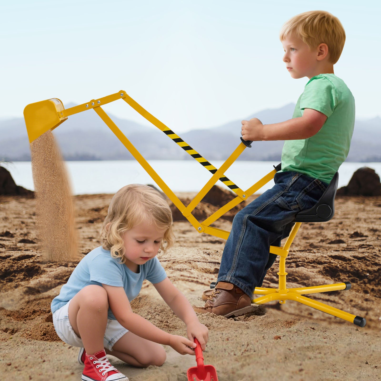 Sand Digger with 2-Handed Controls and Flexible Shovel for 3+ Years Old Kids, Yellow Sandboxes at Gallery Canada