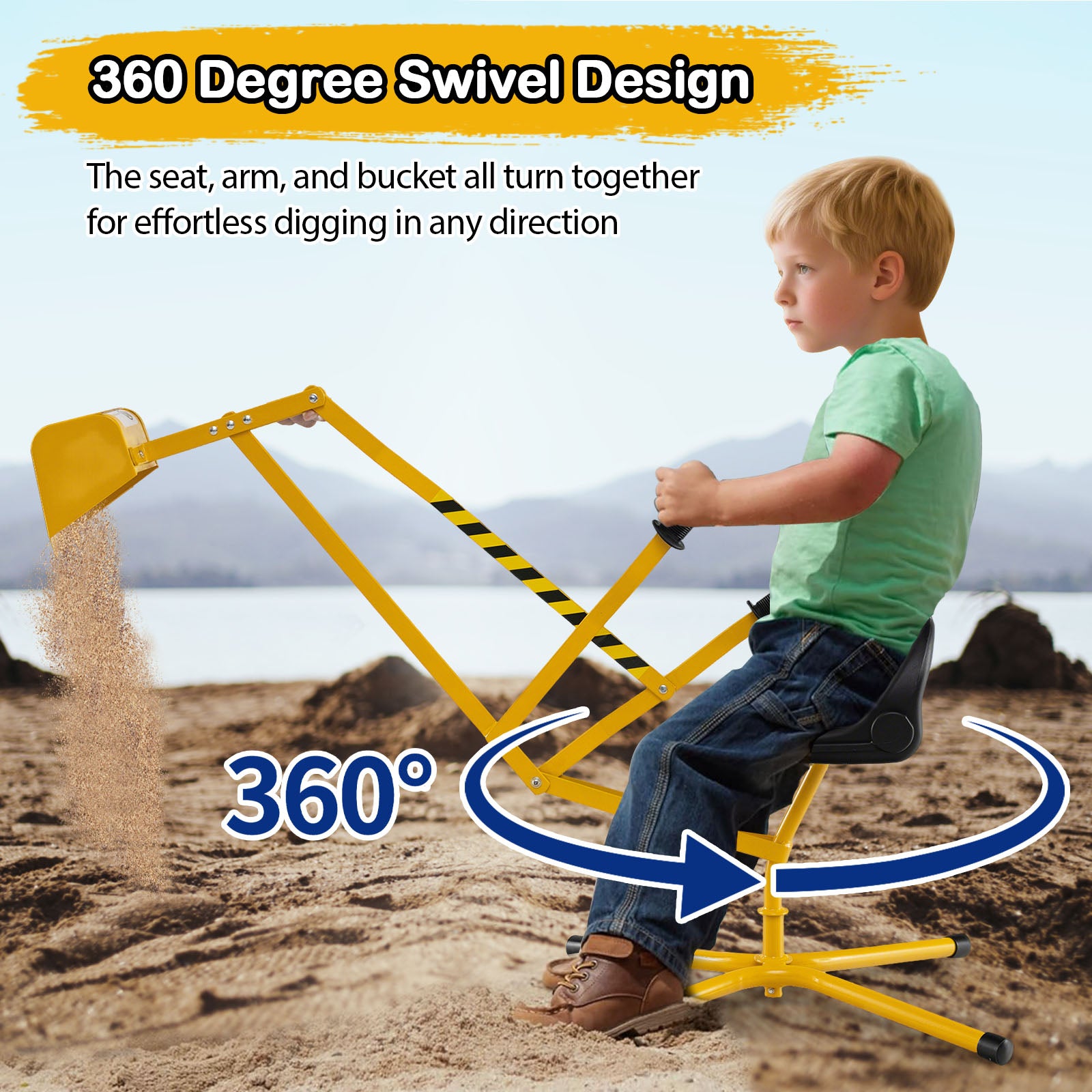 Sand Digger with 2-Handed Controls and Flexible Shovel for 3+ Years Old Kids, Yellow Sandboxes at Gallery Canada