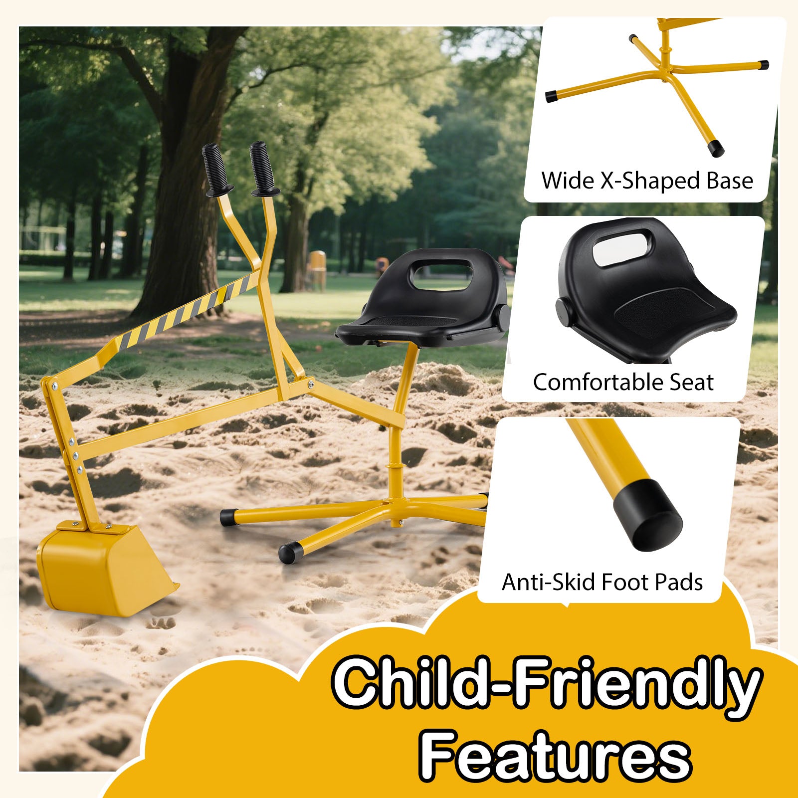 Sand Digger with 2-Handed Controls and Flexible Shovel for 3+ Years Old Kids, Yellow Sandboxes at Gallery Canada
