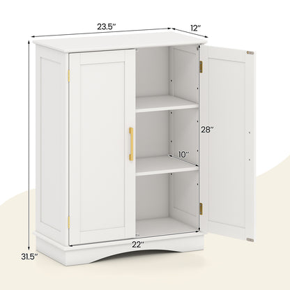 Bathroom Floor Storage Cabinet with 2 Doors and Adjustable Shelves, White Floor Cabinets at Gallery Canada