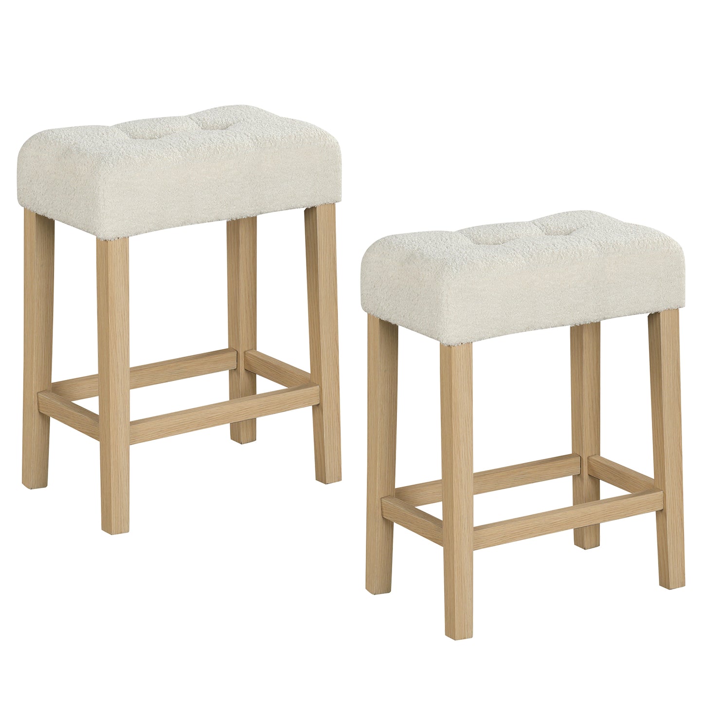 Counter Height Bar Stools Set of 2, Rubber Wood Legs, and Natural, Beige Bar Stools at Gallery Canada