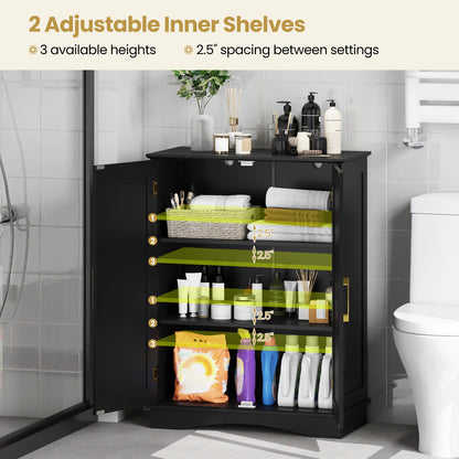 Bathroom Floor Storage Cabinet, 2 Doors, Adjustable Shelves, Black Floor Cabinets at Gallery Canada