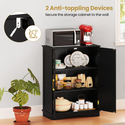 Bathroom Floor Storage Cabinet, 2 Doors, Adjustable Shelves, Black Floor Cabinets at Gallery Canada
