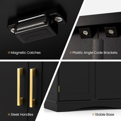 Bathroom Floor Storage Cabinet, 2 Doors, Adjustable Shelves, Black Floor Cabinets at Gallery Canada