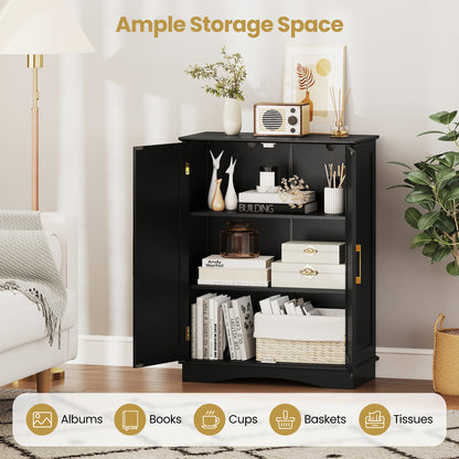 Bathroom Floor Storage Cabinet, 2 Doors, Adjustable Shelves, Black Floor Cabinets at Gallery Canada