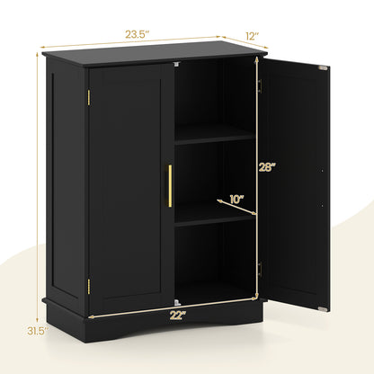 Bathroom Floor Storage Cabinet, 2 Doors, Adjustable Shelves, Black Floor Cabinets at Gallery Canada