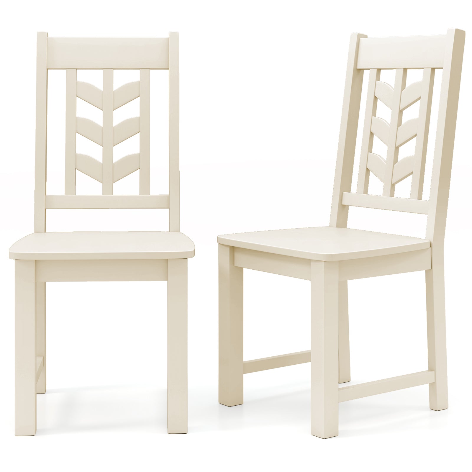 Kitchen Side Dining Chair Set of 2 with Rubber Wood Frame, Cream White Dining Chairs at Gallery Canada