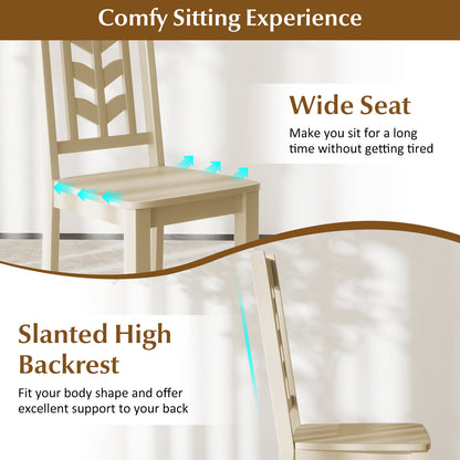 Kitchen Side Dining Chair Set of 2 with Rubber Wood Frame, Cream White Dining Chairs at Gallery Canada