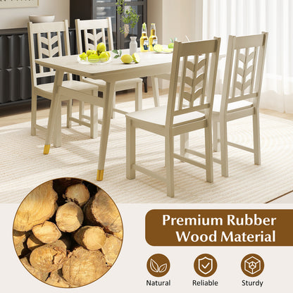 Kitchen Side Dining Chair Set of 2 with Rubber Wood Frame, Cream White Dining Chairs at Gallery Canada