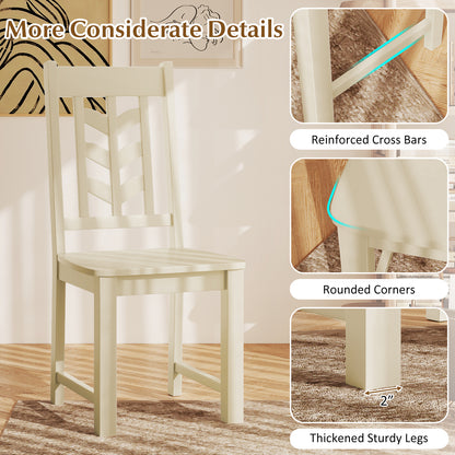 Kitchen Side Dining Chair Set of 2 with Rubber Wood Frame, Cream White Dining Chairs at Gallery Canada