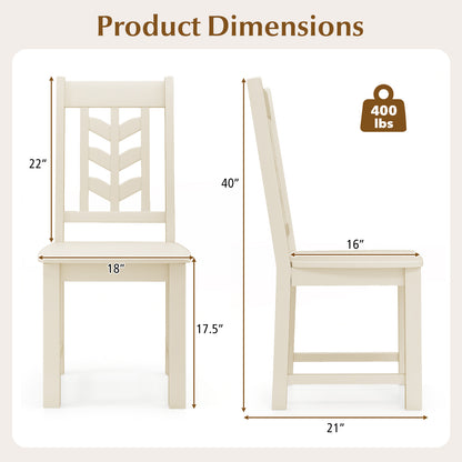 Kitchen Side Dining Chair Set of 2 with Rubber Wood Frame, Cream White Dining Chairs at Gallery Canada
