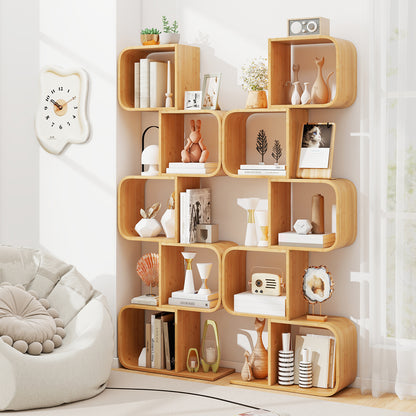 5-Tier S-Shaped Bookcase with 5 Open Cubes for Living Room, Natural Bookcases at Gallery Canada