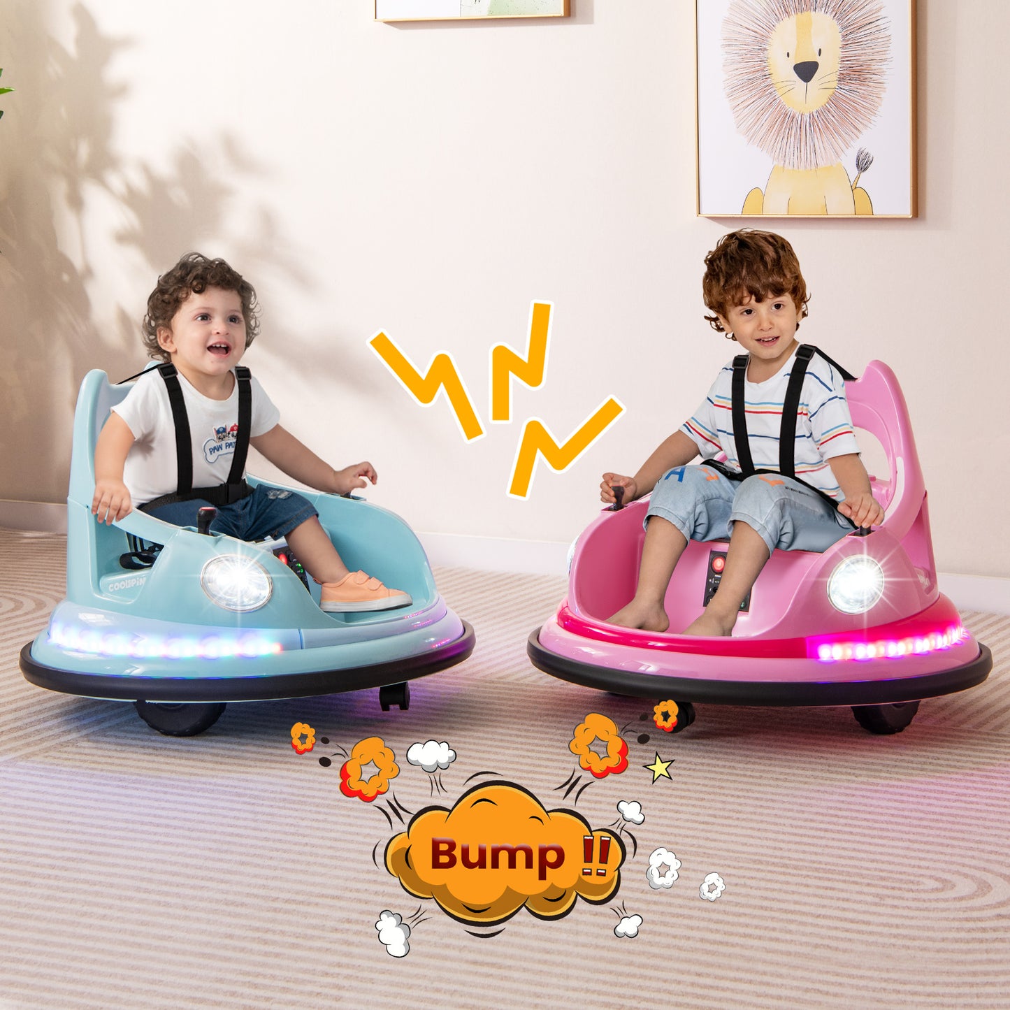 12V Kids Ride On Bumper Car, Remote Control, Dual Joysticks, Pink Powered Ride On Toys at Gallery Canada