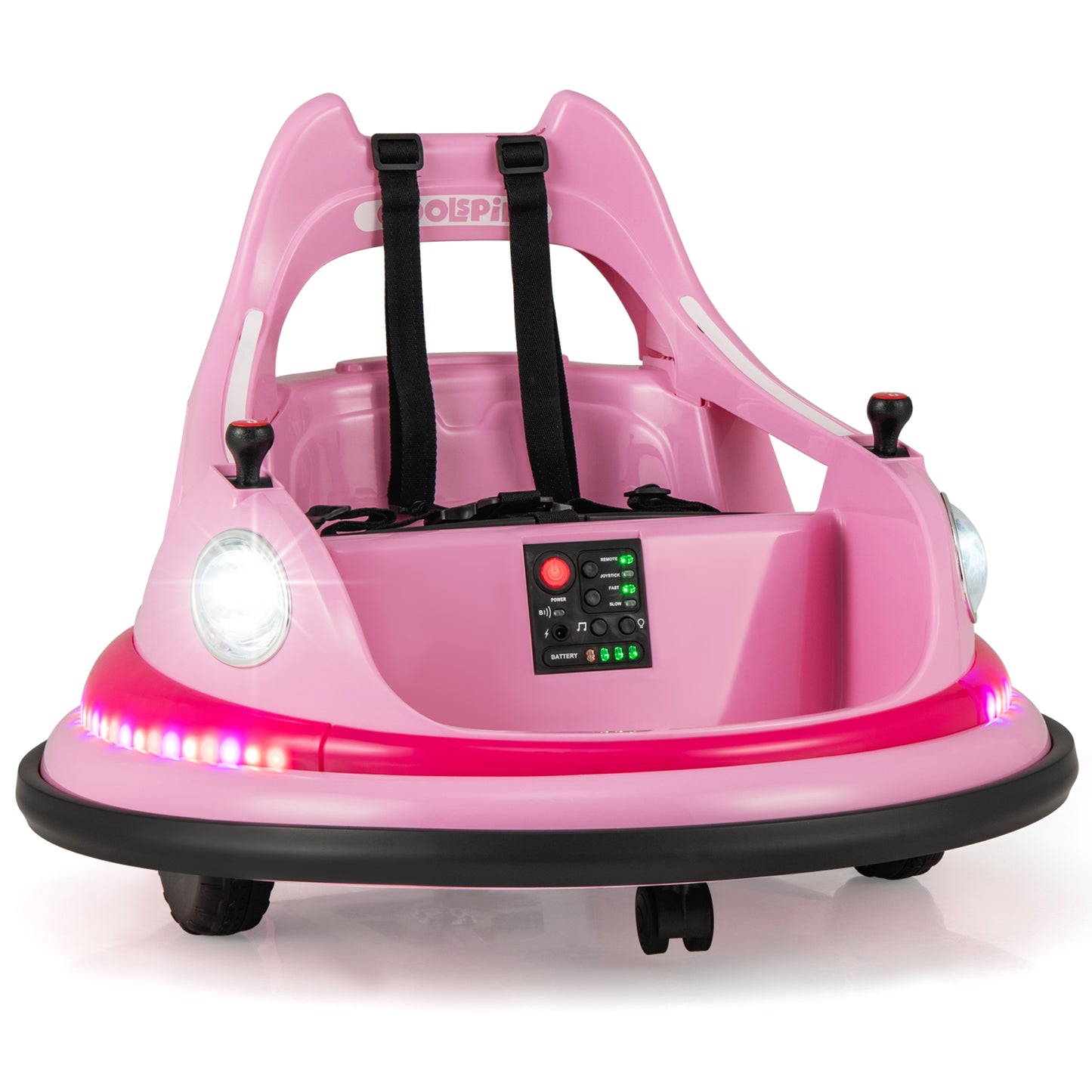 12V Kids Ride On Bumper Car, Remote Control, Dual Joysticks, Pink Powered Ride On Toys Pink at Gallery Canada