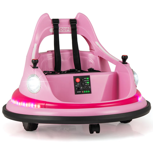 12V Kids Ride On Bumper Car, Remote Control, Dual Joysticks, Pink