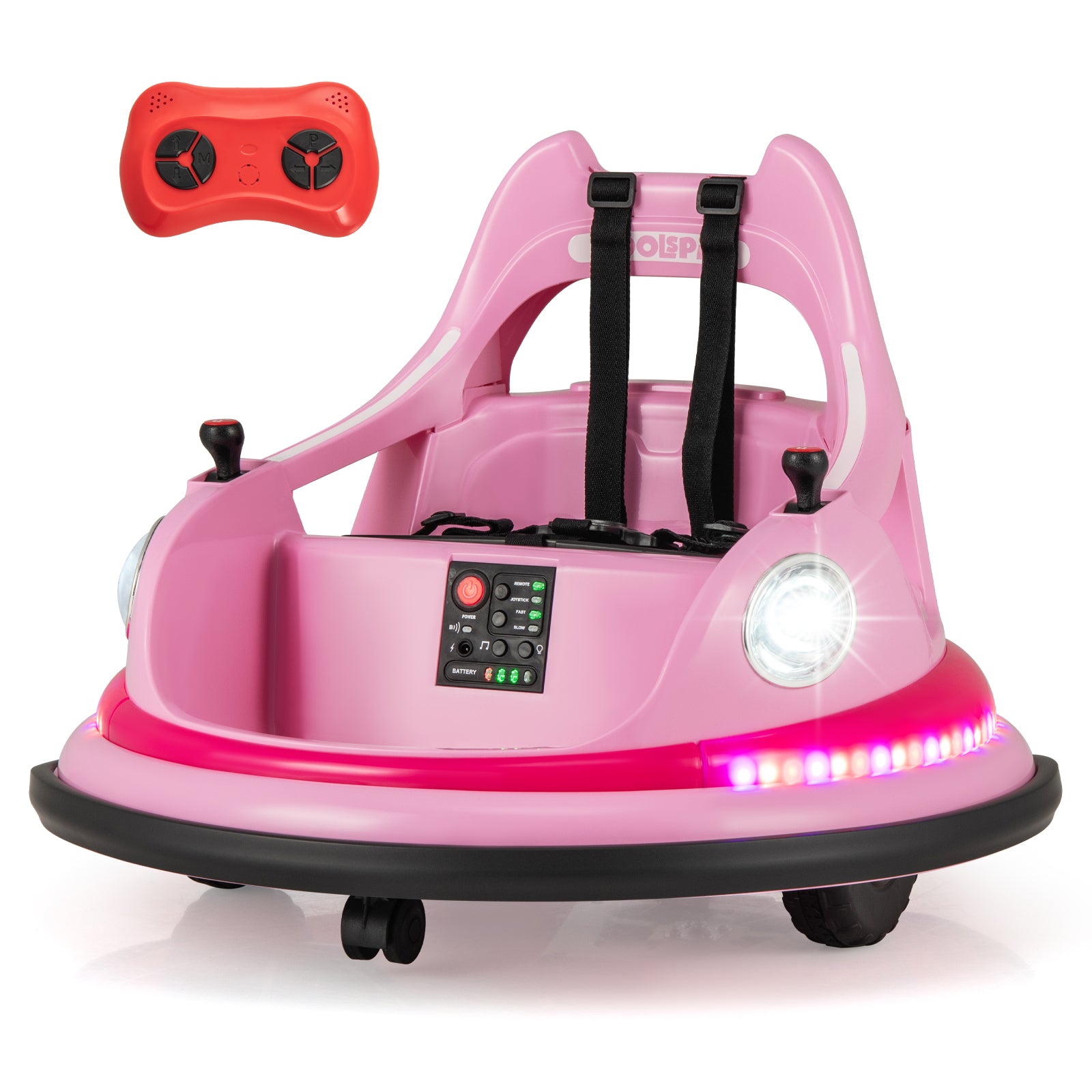 12V Kids Ride On Bumper Car, Remote Control, Dual Joysticks, Pink Powered Ride On Toys at Gallery Canada