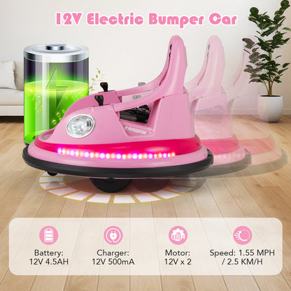 12V Kids Ride On Bumper Car, Remote Control, Dual Joysticks, Pink Powered Ride On Toys at Gallery Canada