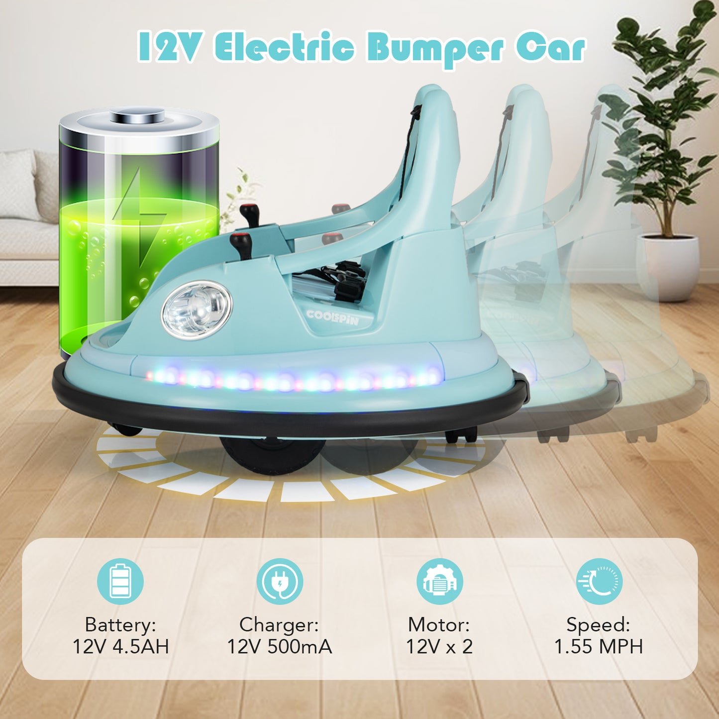 12V Kids Ride On Bumper Car, Remote Control, Dual Joysticks, Blue Powered Ride On Toys at Gallery Canada