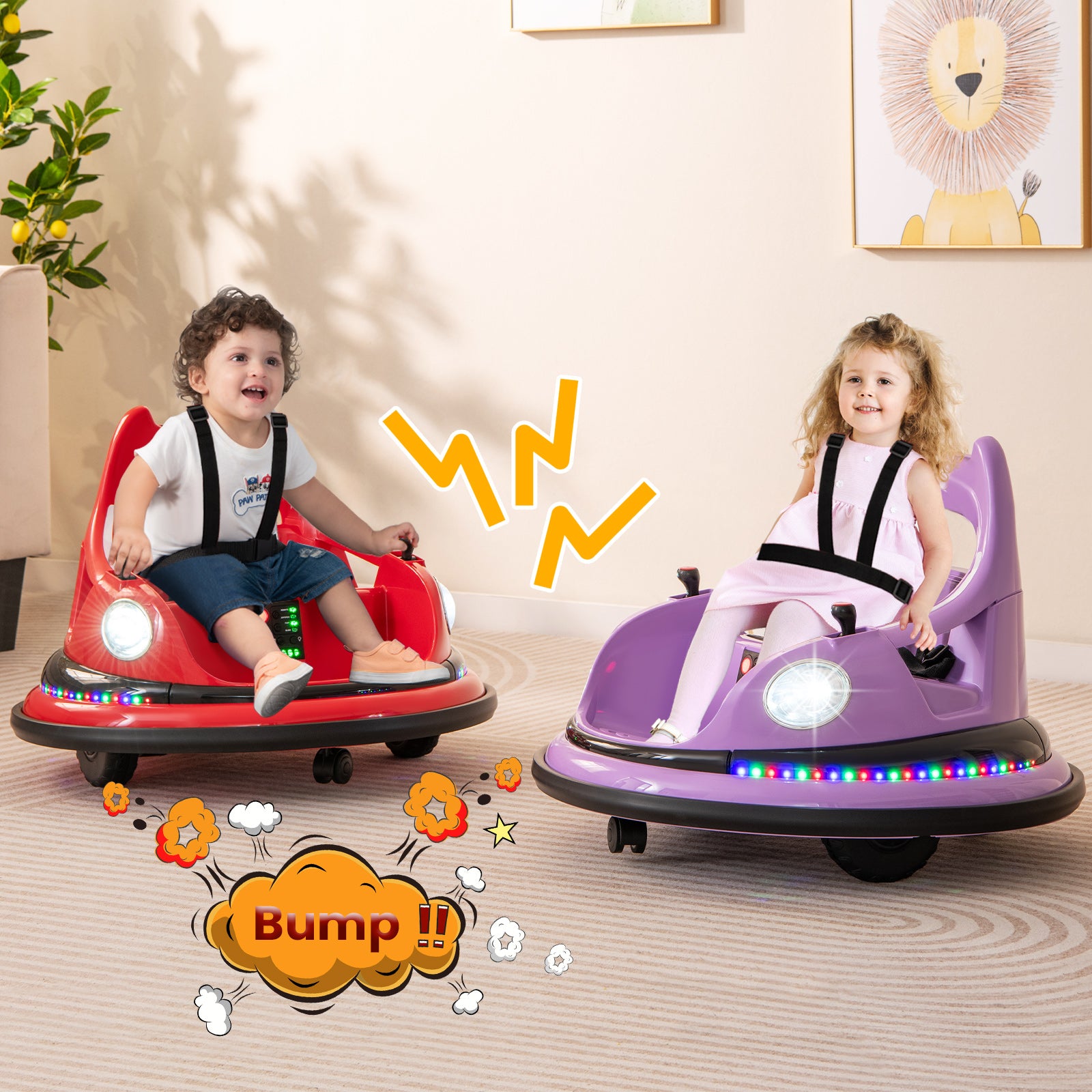 12V Kids Ride On Bumper Car with Remote Control and Dual Joysticks, Red Powered Ride On Toys at Gallery Canada