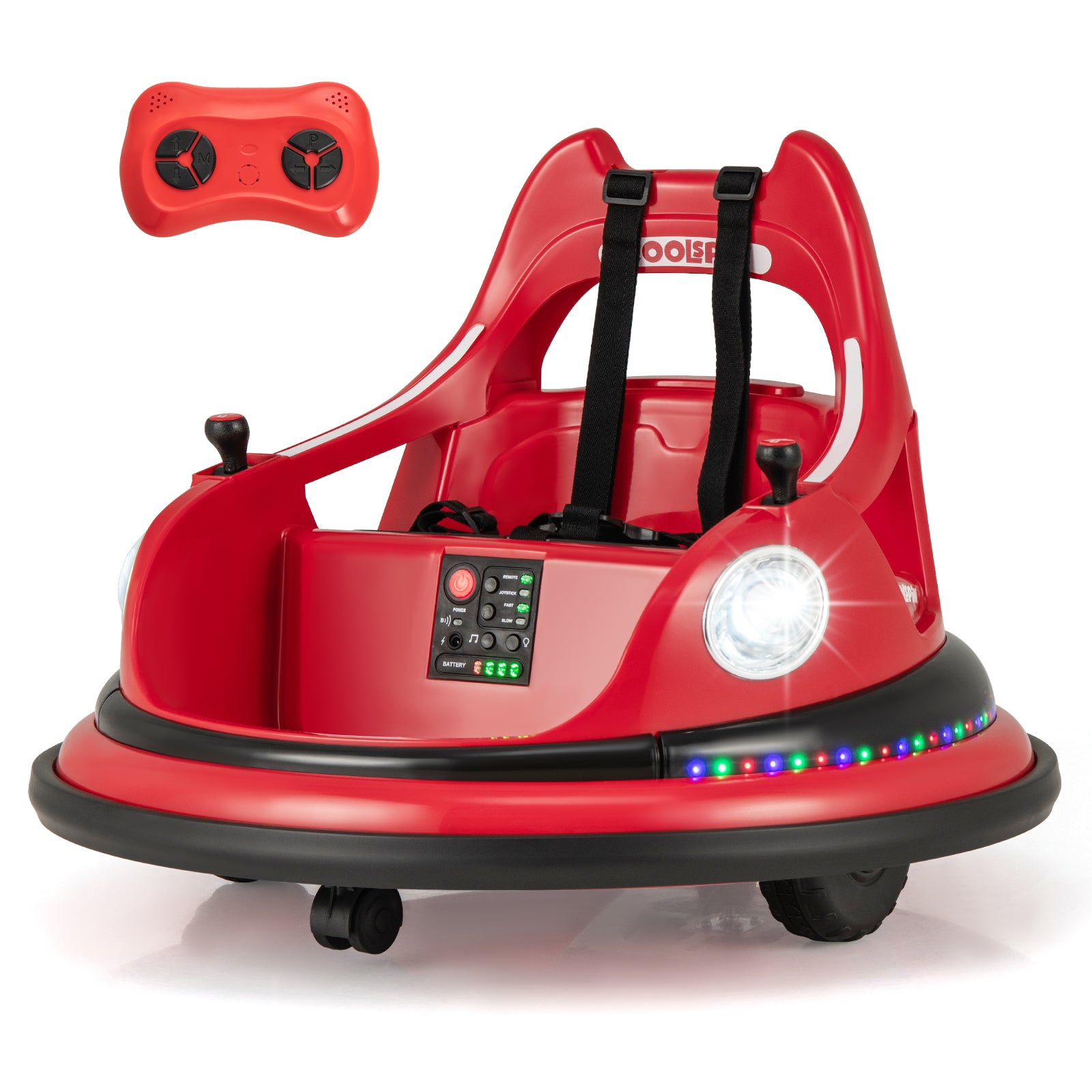 12V Kids Ride On Bumper Car with Remote Control and Dual Joysticks, Red Powered Ride On Toys at Gallery Canada