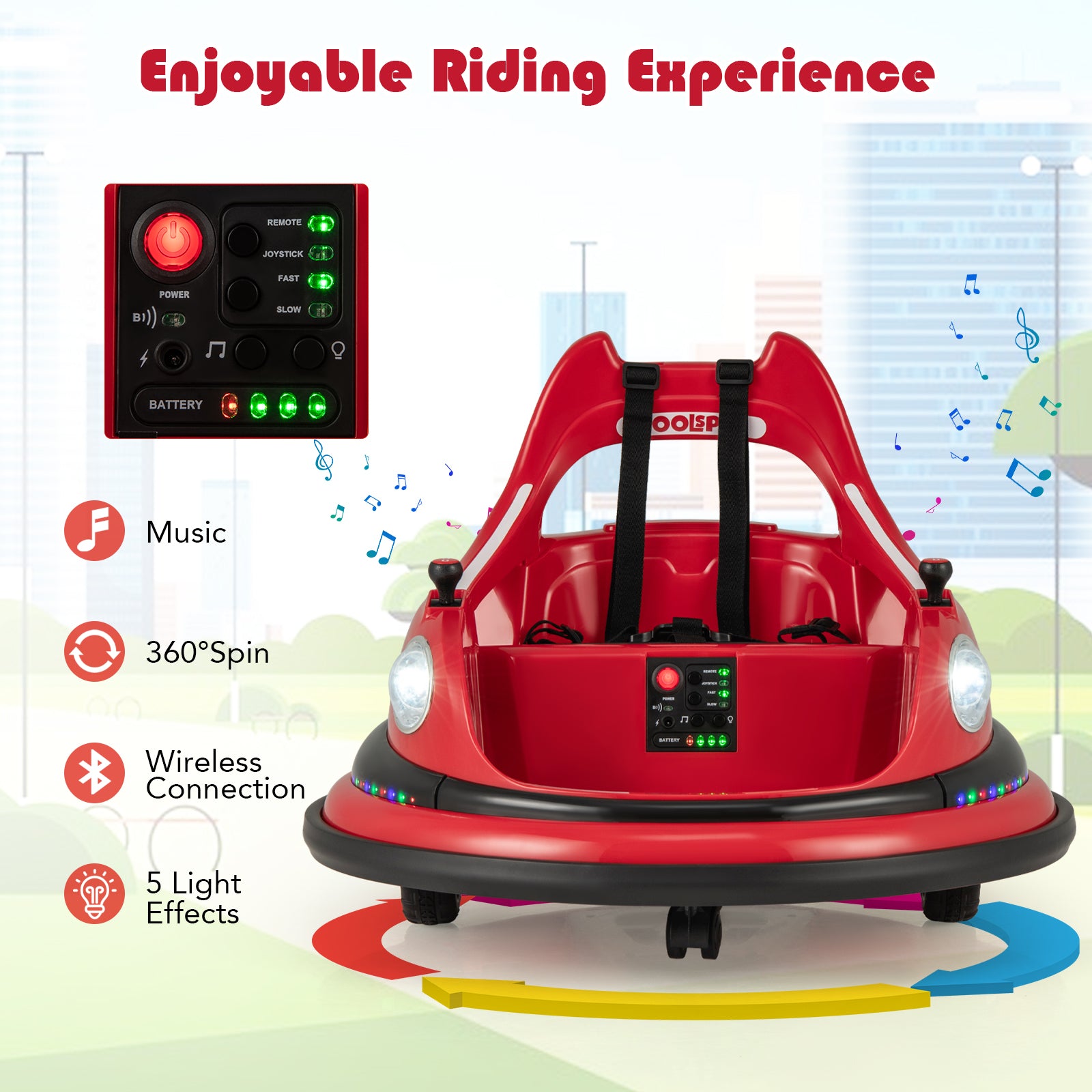 12V Kids Ride On Bumper Car with Remote Control and Dual Joysticks, Red Powered Ride On Toys at Gallery Canada