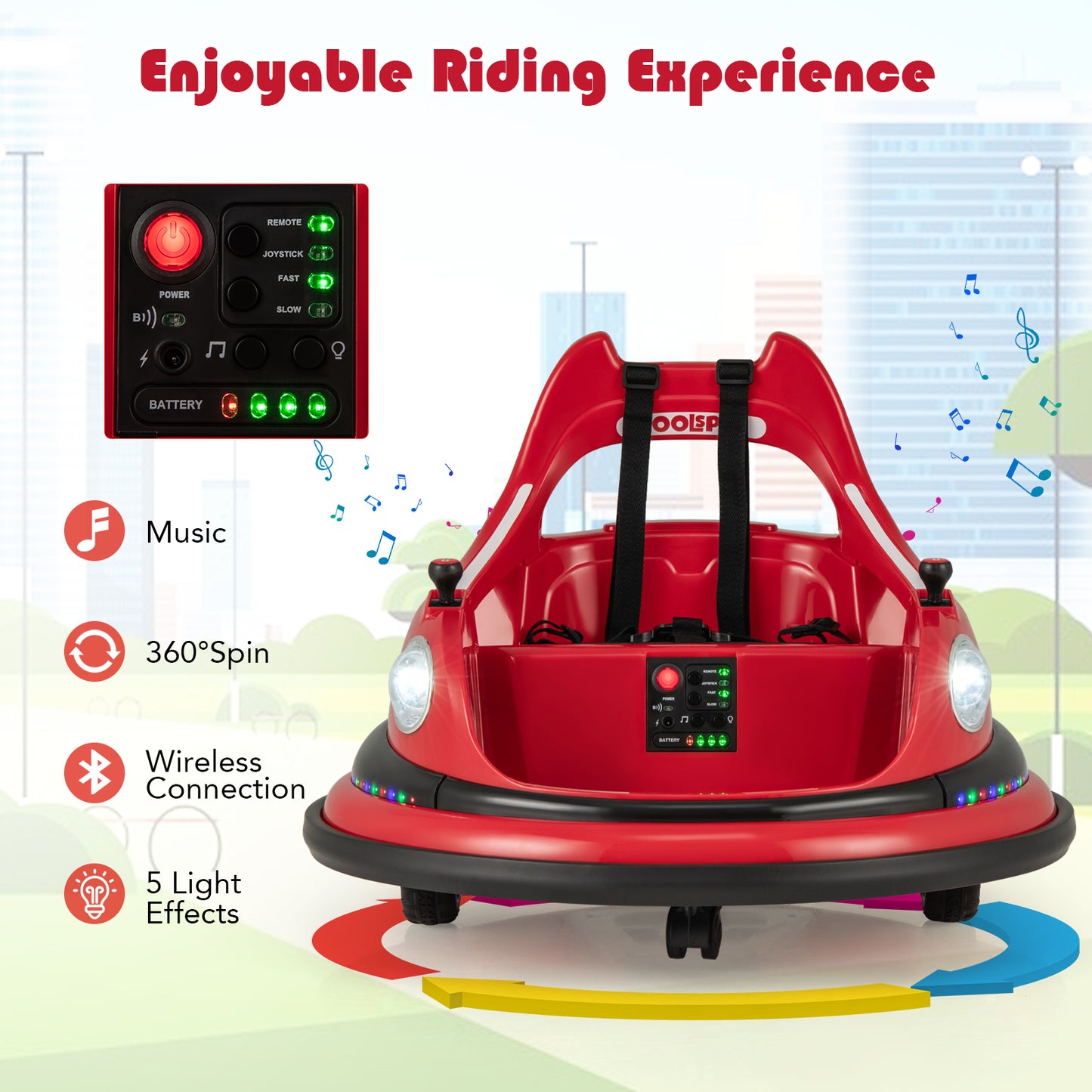 12V Kids Ride On Bumper Car with Remote Control and Dual Joysticks, Red Powered Ride On Toys at Gallery Canada