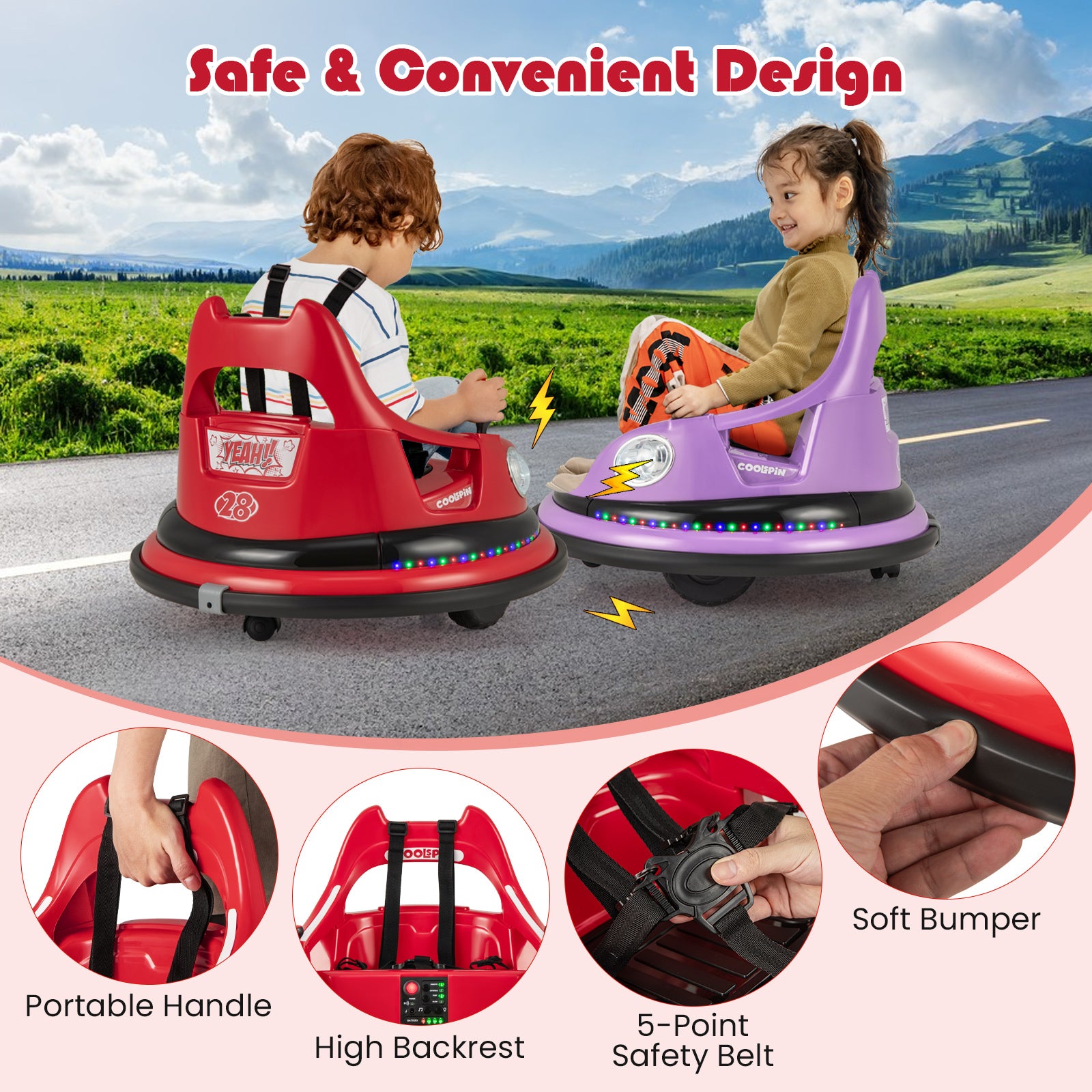 12V Kids Ride On Bumper Car with Remote Control and Dual Joysticks, Red Powered Ride On Toys at Gallery Canada