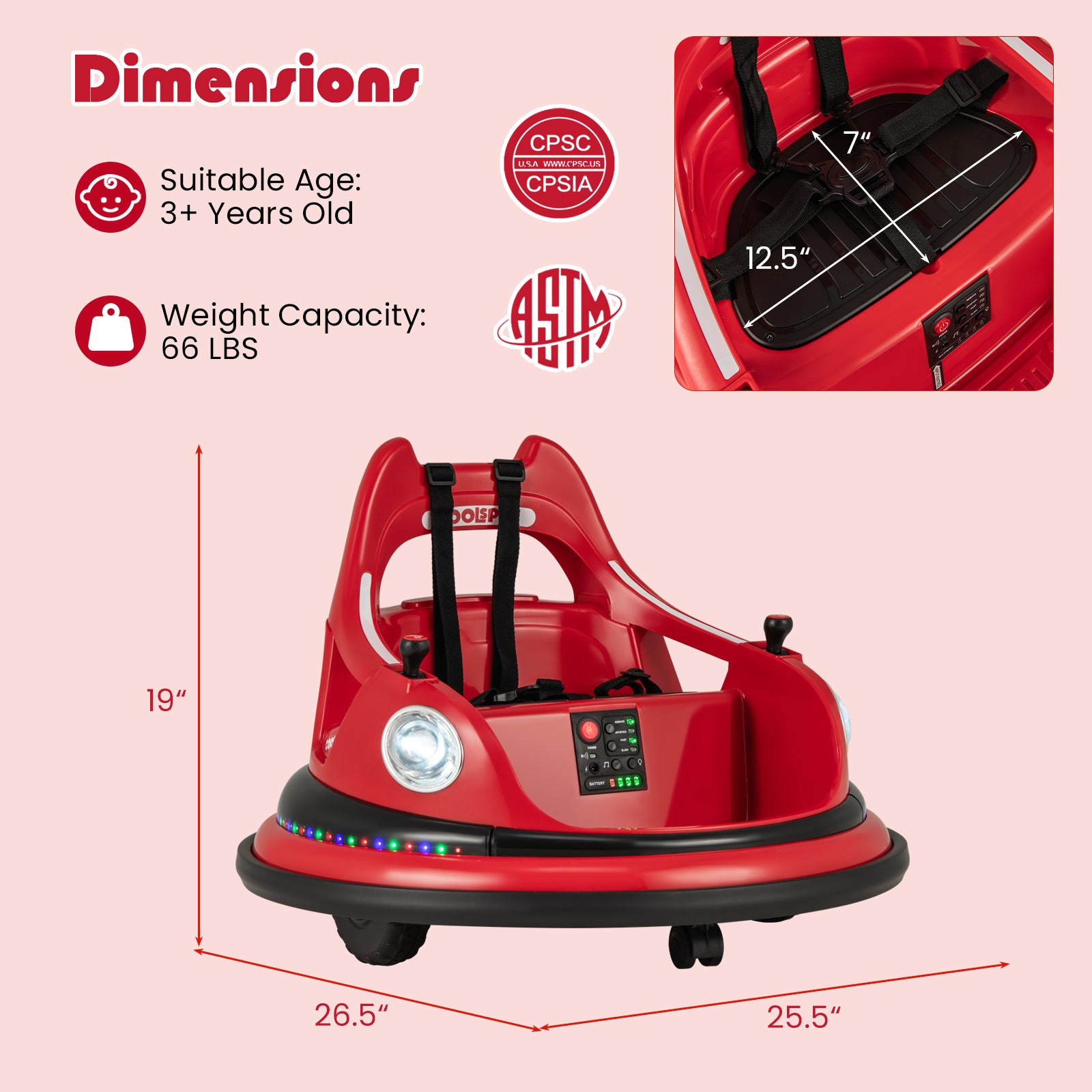 12V Kids Ride On Bumper Car with Remote Control and Dual Joysticks, Red Powered Ride On Toys at Gallery Canada