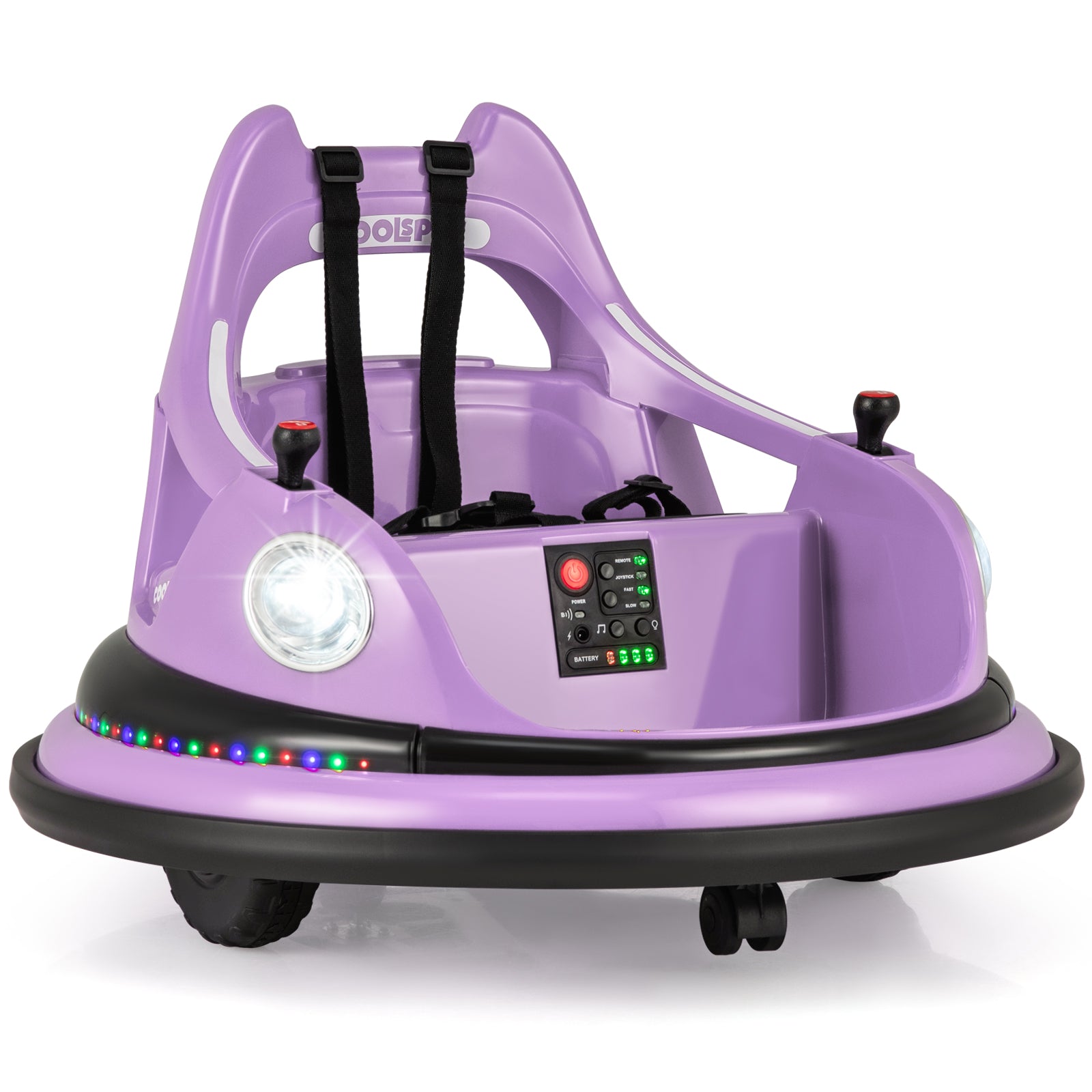 12V Kids Ride On Bumper Car with Remote Control and Dual Joysticks, Purple Powered Ride On Toys at Gallery Canada