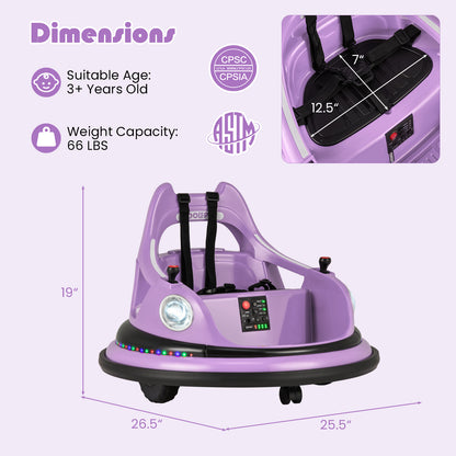 12V Kids Ride On Bumper Car with Remote Control and Dual Joysticks, Purple Powered Ride On Toys at Gallery Canada