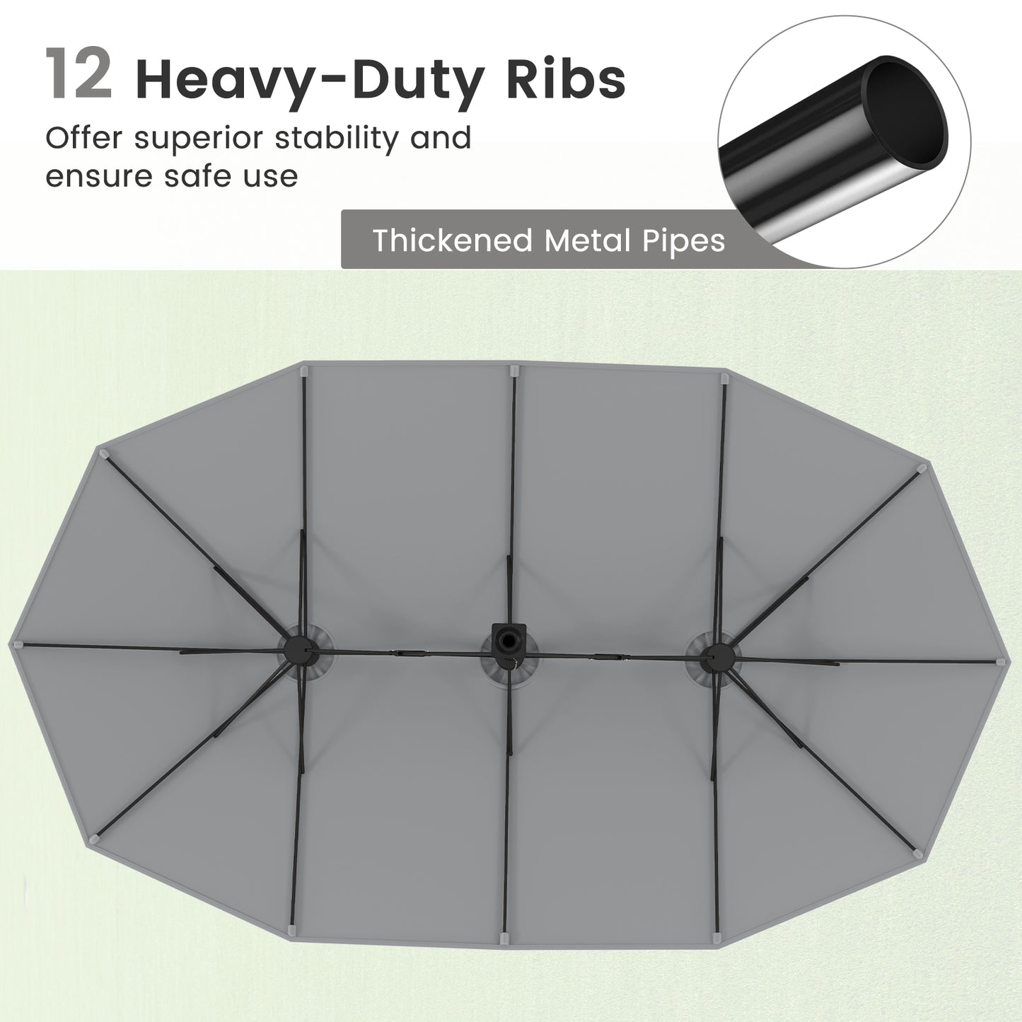 15 Feet Double-Sided Twin Patio Umbrella with Crank and Base Coffee in Outdoor Market, Gray Outdoor Umbrellas at Gallery Canada