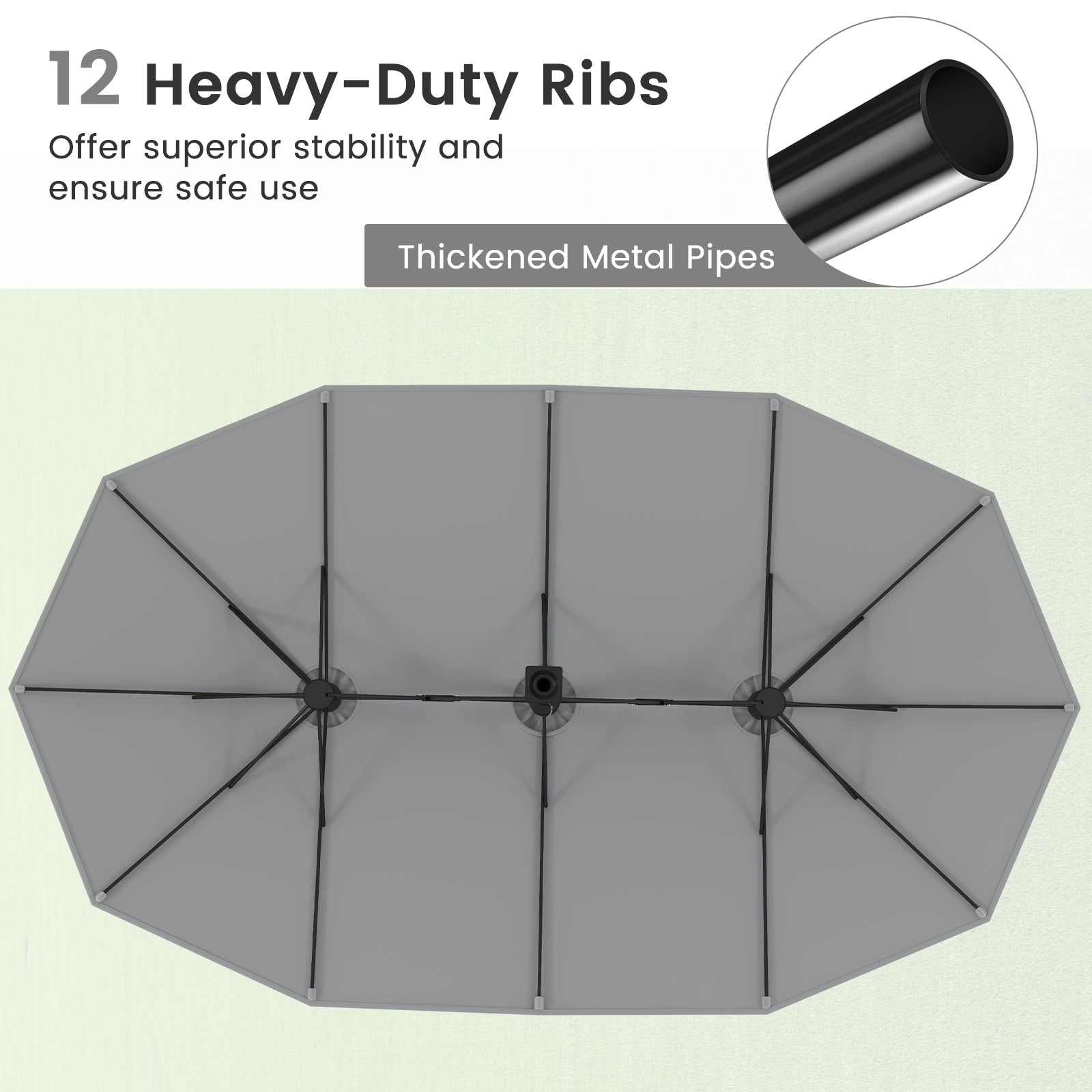 15 Feet Double-Sided Twin Patio Umbrella with Crank and Base Coffee in Outdoor Market, Gray Outdoor Umbrellas at Gallery Canada