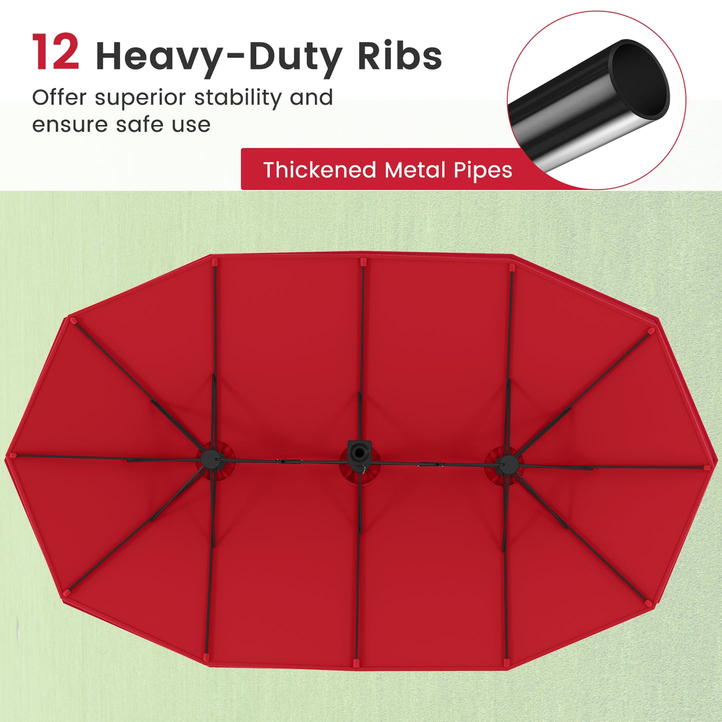 15 Feet Double-Sided Twin Patio Umbrella with Crank and Base Coffee in Outdoor Market, Red Outdoor Umbrellas at Gallery Canada