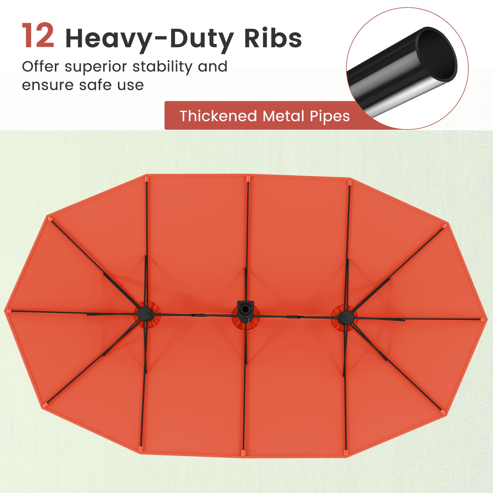 15 Feet Double-Sided Twin Patio Umbrella with Crank and Base Coffee in Outdoor Market, Orange Outdoor Umbrellas at Gallery Canada