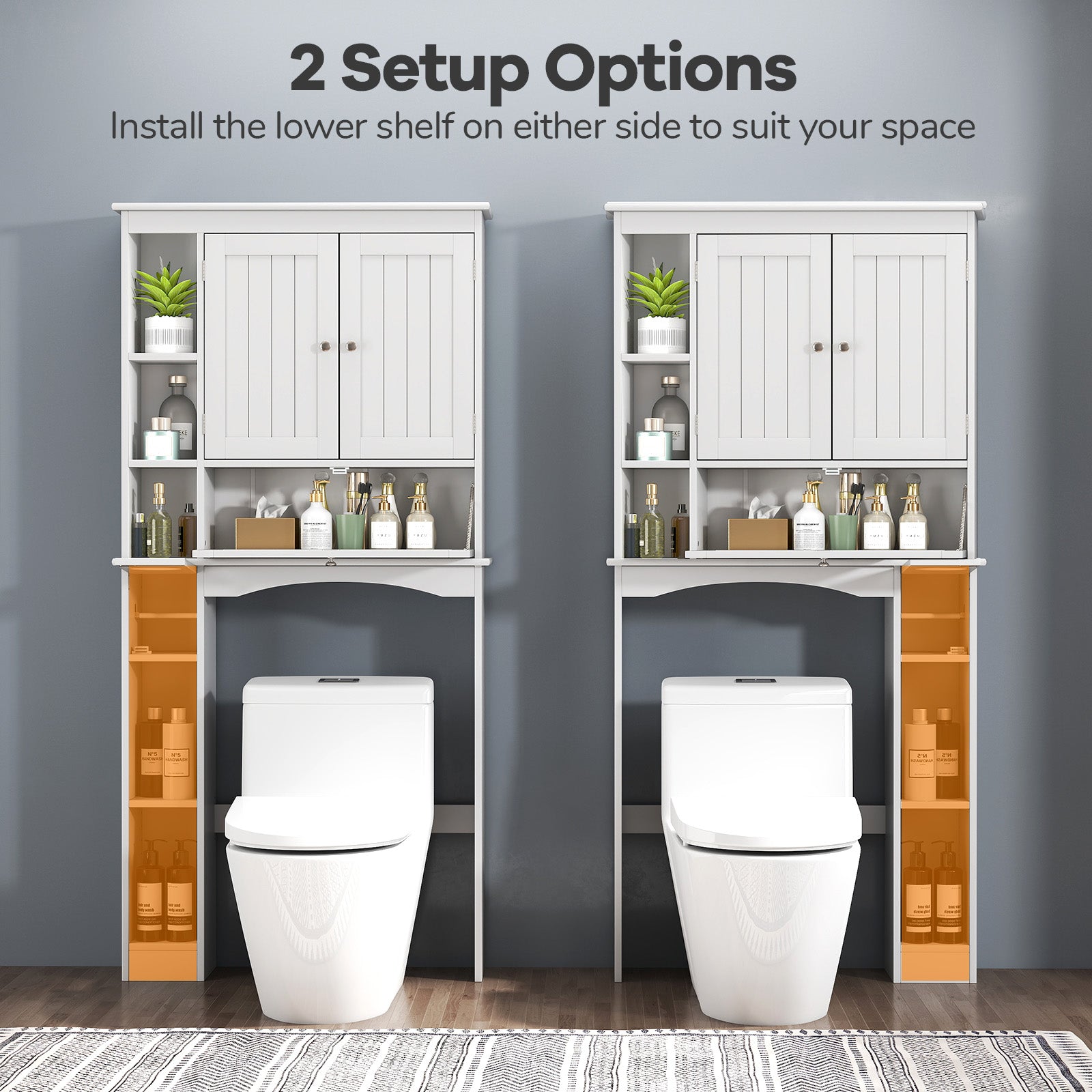 Over The Toilet Storage Cabinet, Adjustable Shelf, White Bathroom Etagere at Gallery Canada