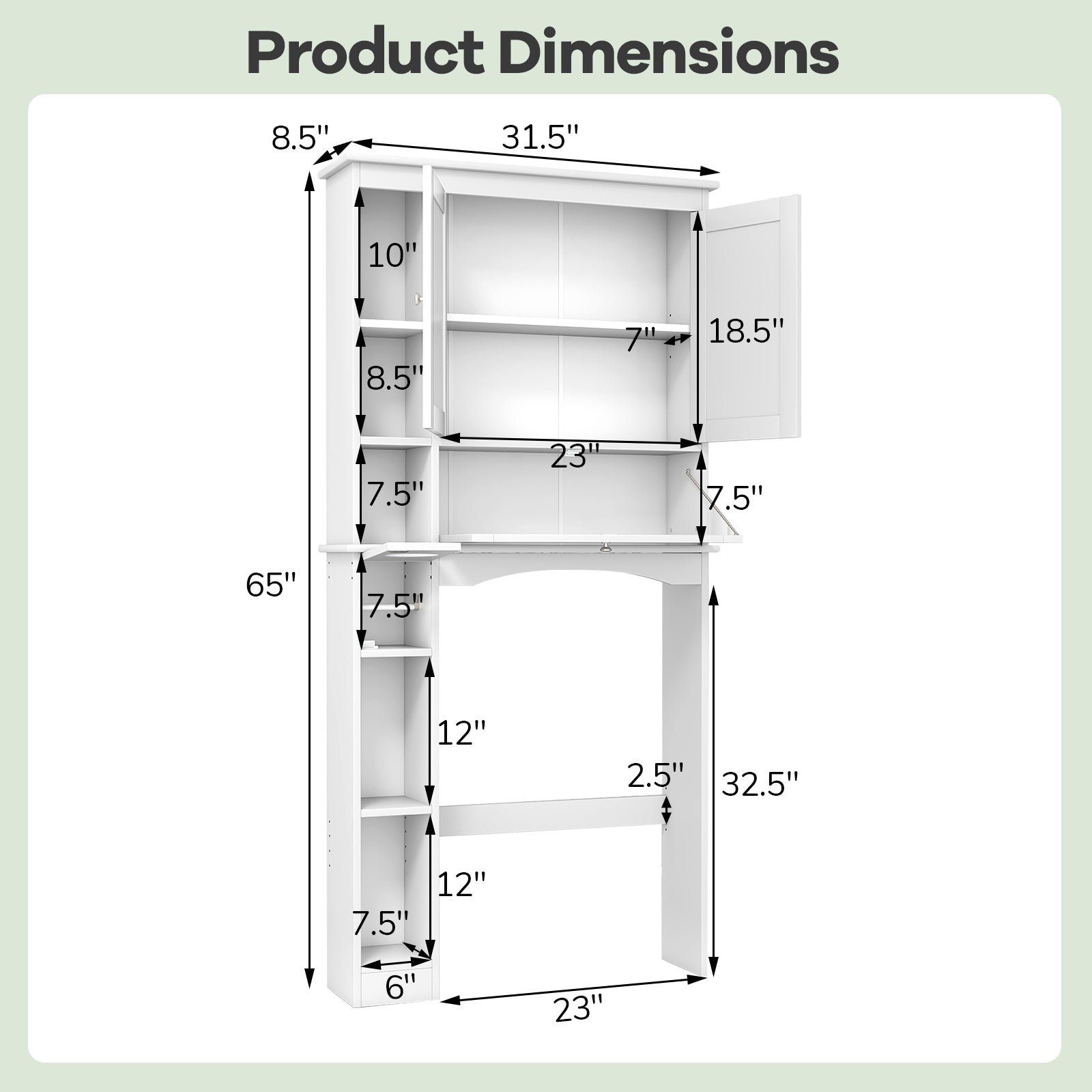 Over The Toilet Storage Cabinet, Adjustable Shelf, White Bathroom Etagere at Gallery Canada