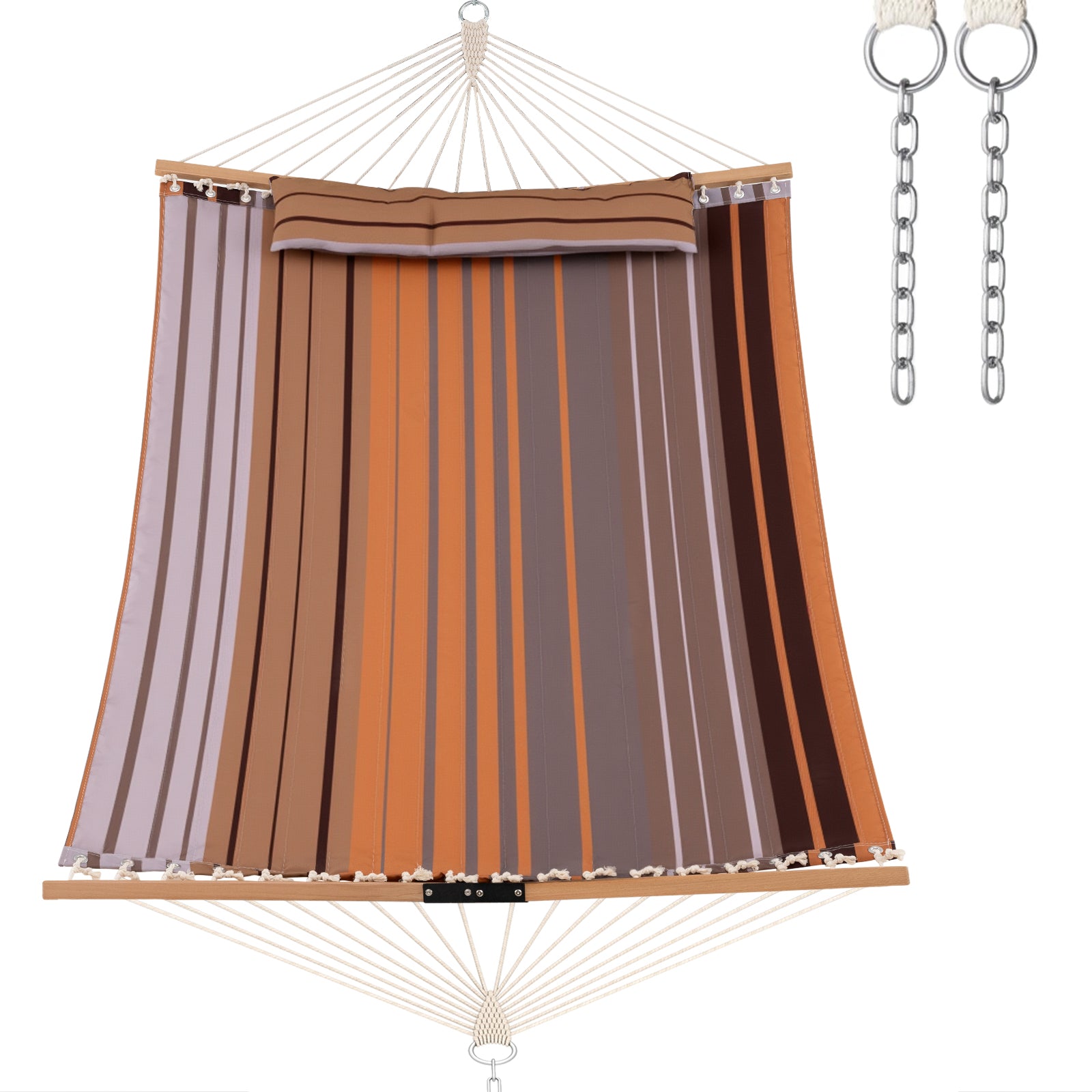 Patio Hammock Foldable Swing Chair Bed with Detachable Pillow, Brown Hammocks Brown at Gallery Canada