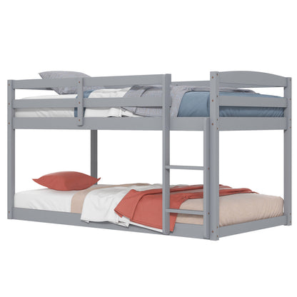 Twin Size Bunk Bed with High Guardrails and Integrated Ladder, Gray Bunk Bed Frame at Gallery Canada