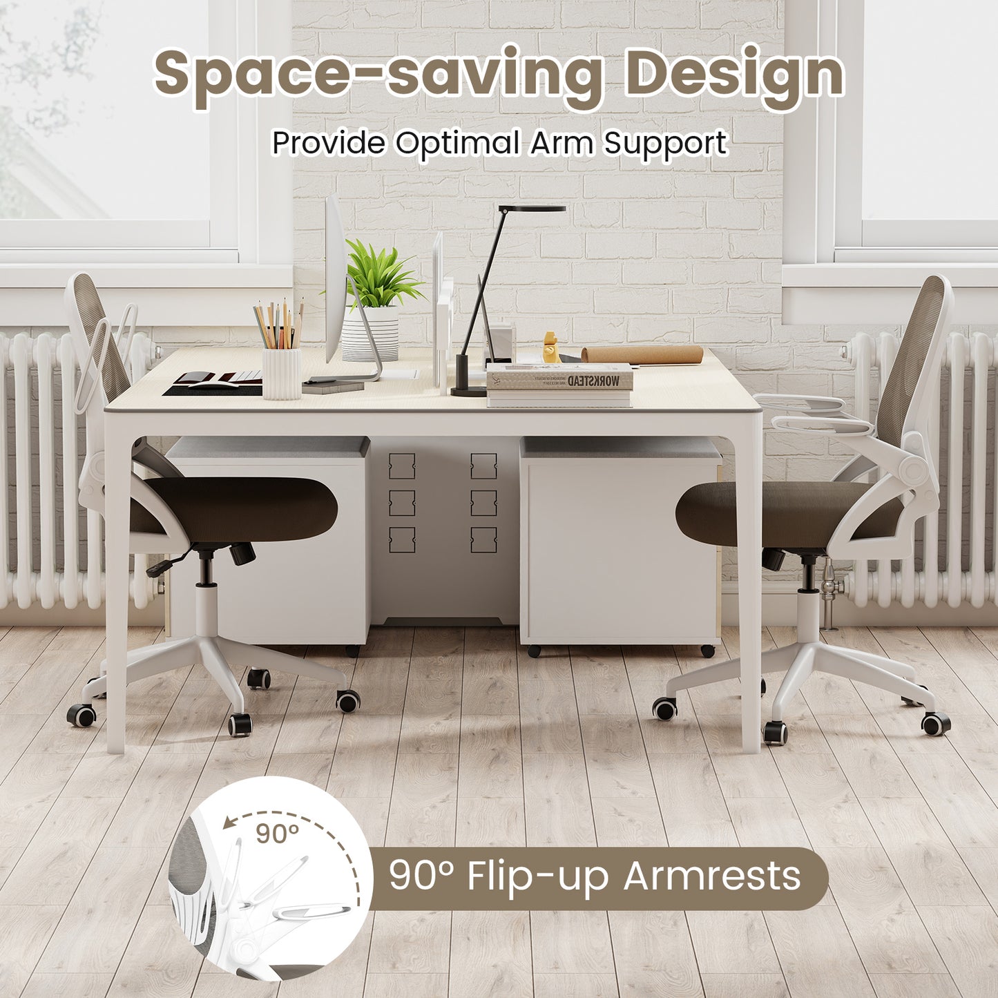 Ergonomic Computer Desk Chair with Lumbar Support and Flip-up Arms, Gray Ergonomic Chairs at Gallery Canada