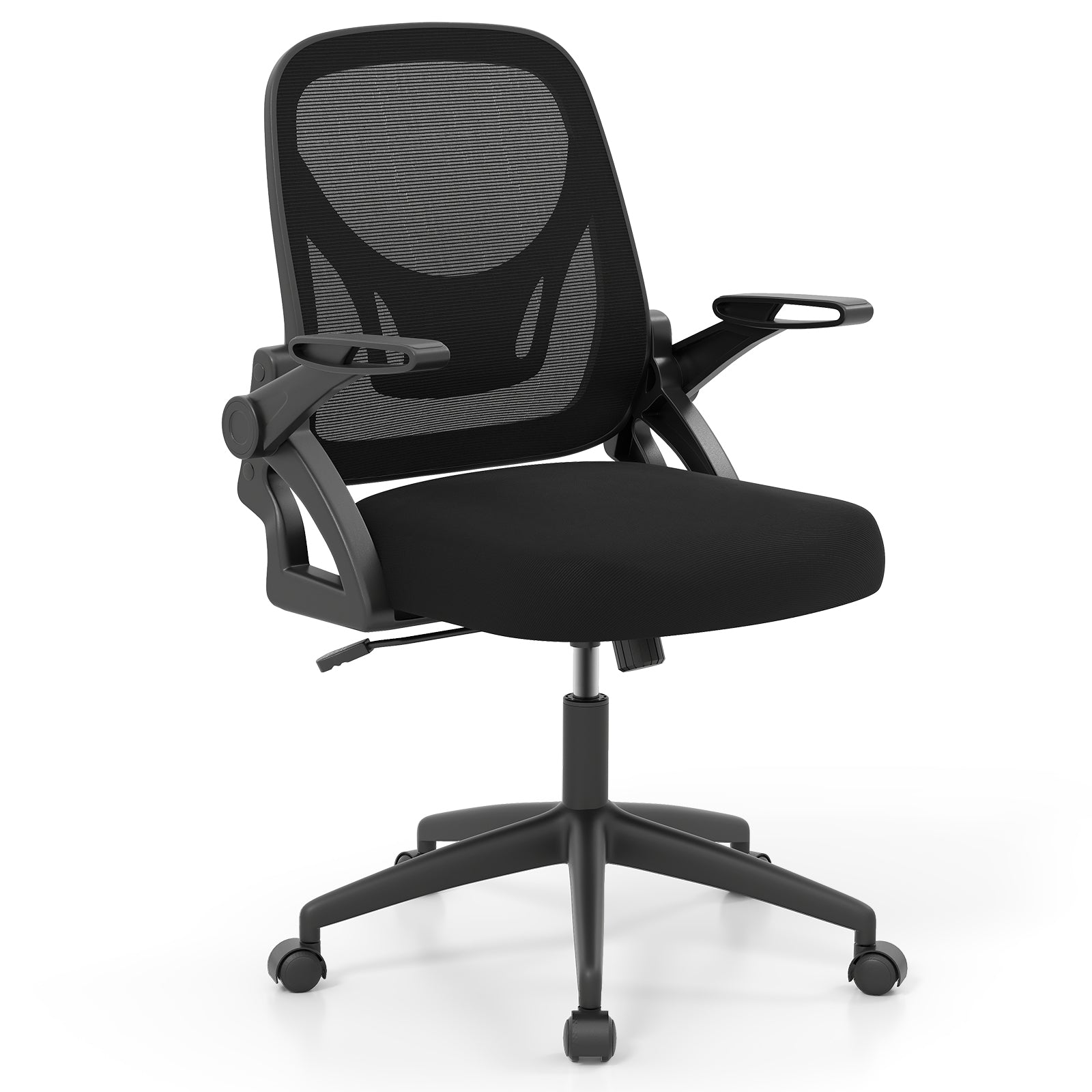 Ergonomic Computer Desk Chair with Lumbar Support and Flip-up Arms, Black Ergonomic Chairs Black at Gallery Canada