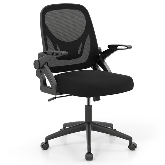 Ergonomic Desk Chair With Lumbar Support, Flip-Up Arms, Black