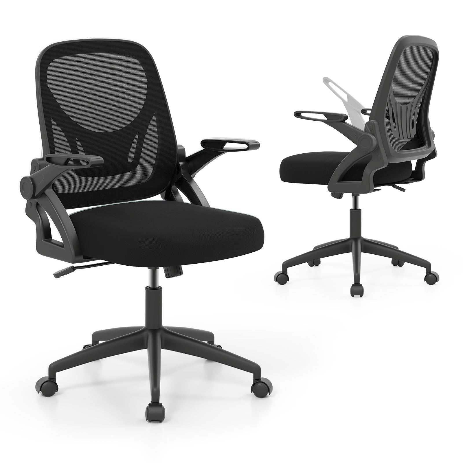 Ergonomic Computer Desk Chair with Lumbar Support and Flip-up Arms, Black Ergonomic Chairs at Gallery Canada