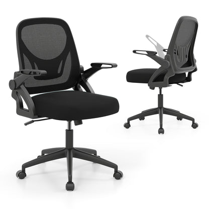 Ergonomic Computer Desk Chair with Lumbar Support and Flip-up Arms, Black Ergonomic Chairs at Gallery Canada