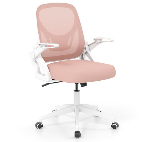 Ergonomic Computer Desk Chair, Lumbar Support, Flip-Up Arms, Pink