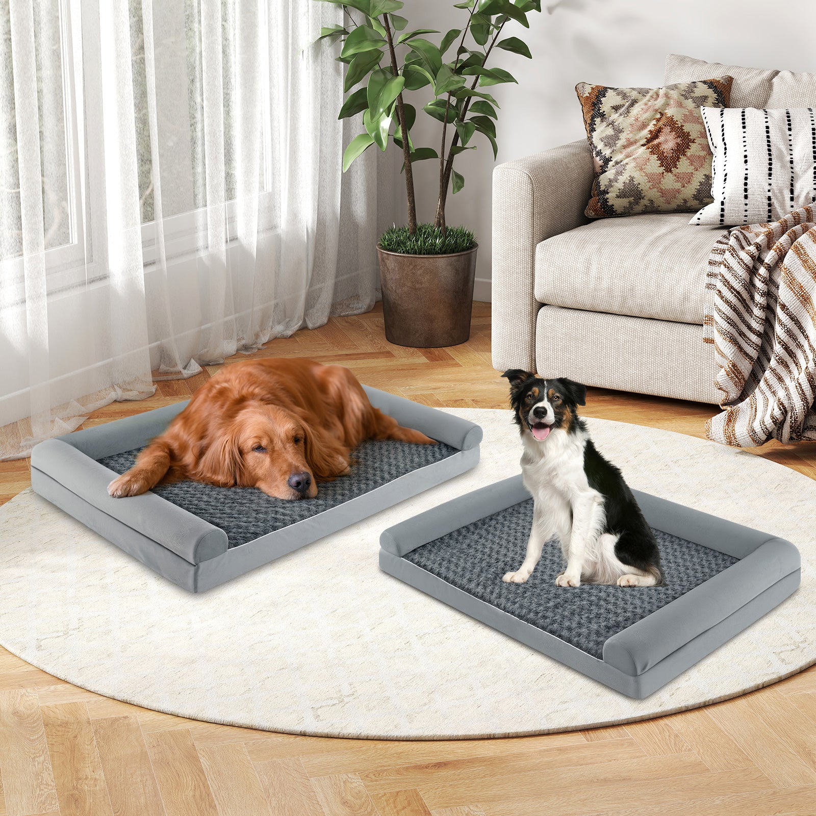Orthopedic Foam Dog Bed Large Dog Sofa Couch with Removable Cover-XL, Gray Dog Kennels at Gallery Canada